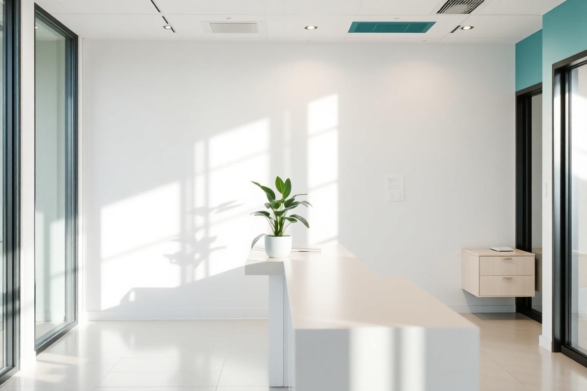 Espace de consultation médical moderne, lumineux et apaisant